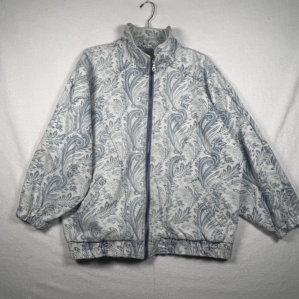 VTG 80's Denim Paisley Print Bomber Full Zip Jacket‎ by Lavon Medium